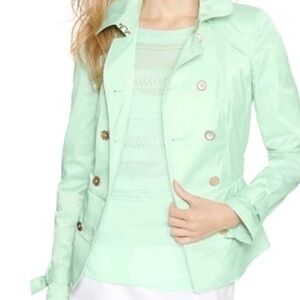 WHBM Divinity Mint Green 3p Trench Coat 4P Shell Tank SP Skinny Belt S NWT $270